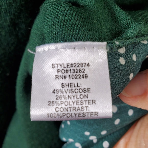 Anthro Skies are Blue Green V-Neck Sweater Blouse Size XS. - Picture 5 of 6